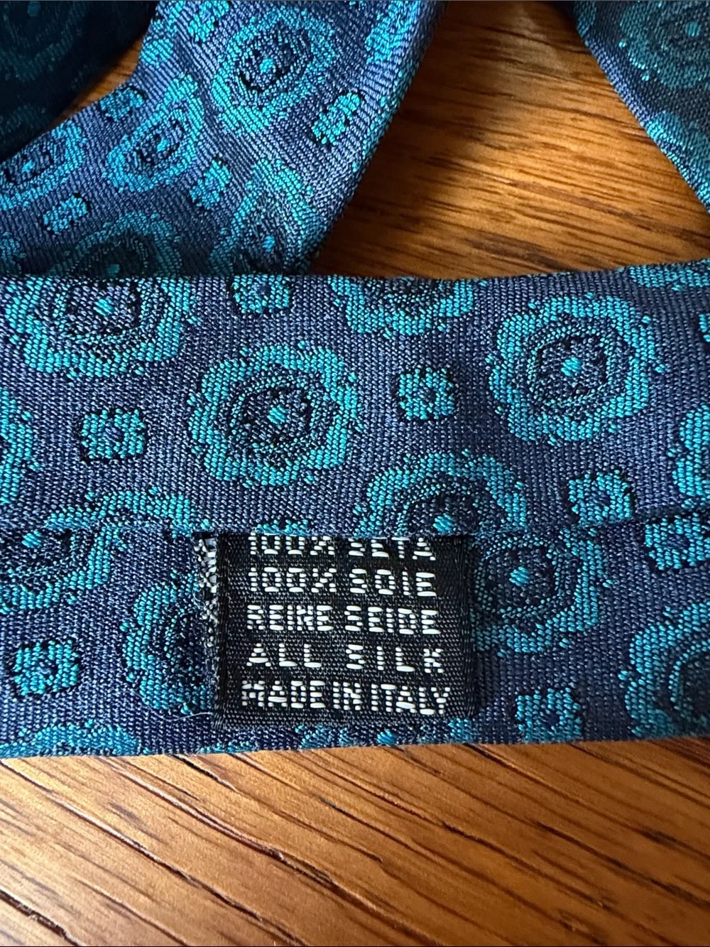 Teal Floral Medallion Vintage silk Men's Tie